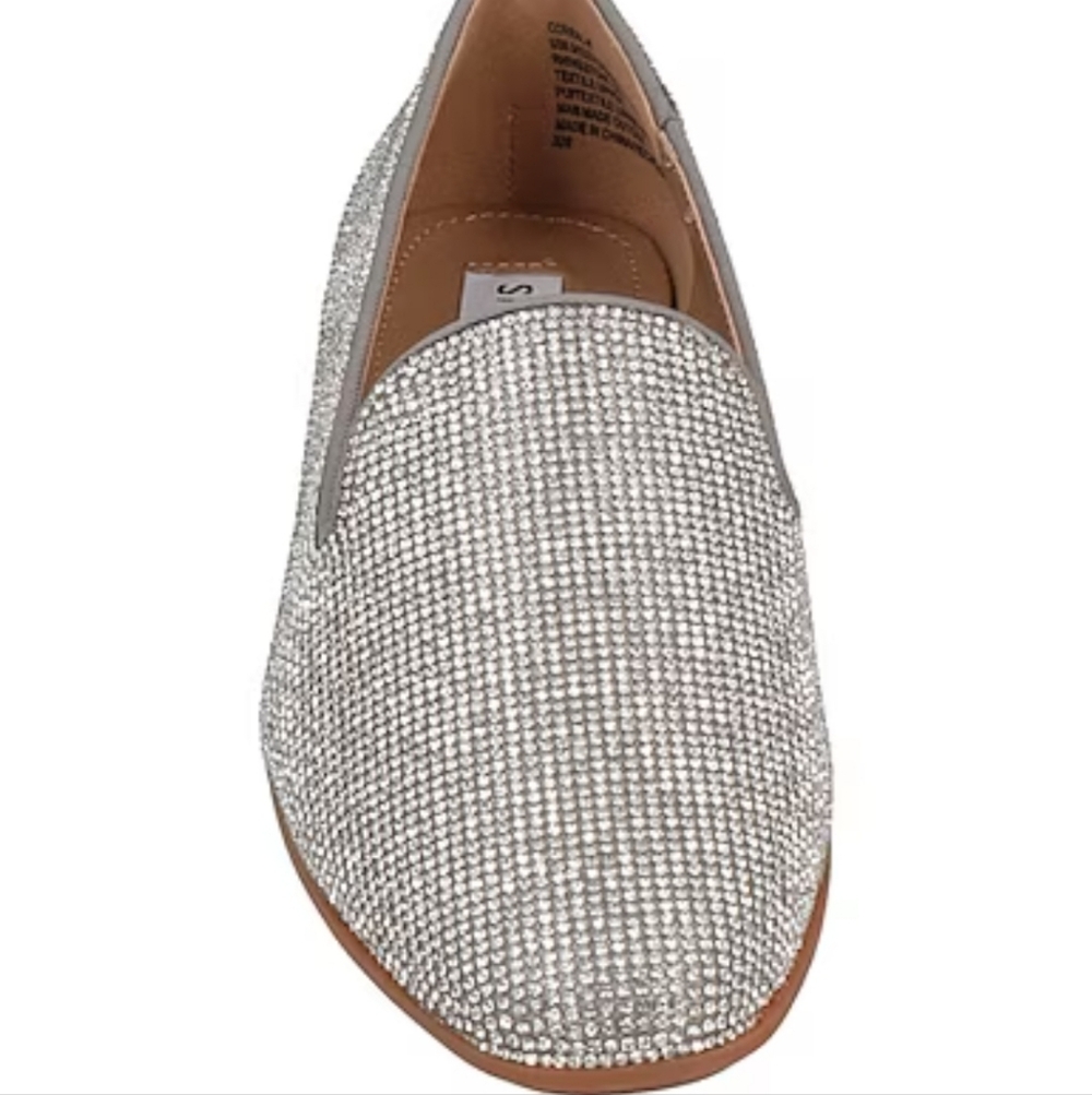 Chelsea And Violet Sparkling Rhinestone Flats - Silver and Tan